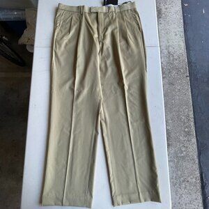 NWT Bachrach 38W 100% Wool Dress Pants Camel High Rise Double Pleat Luxury